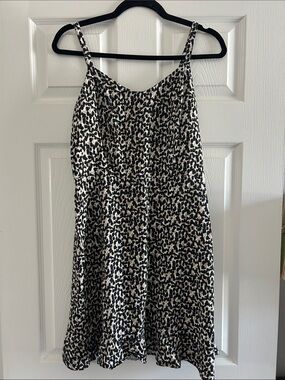 Old Navy Black and Cream Leopard-Print Mini Dress